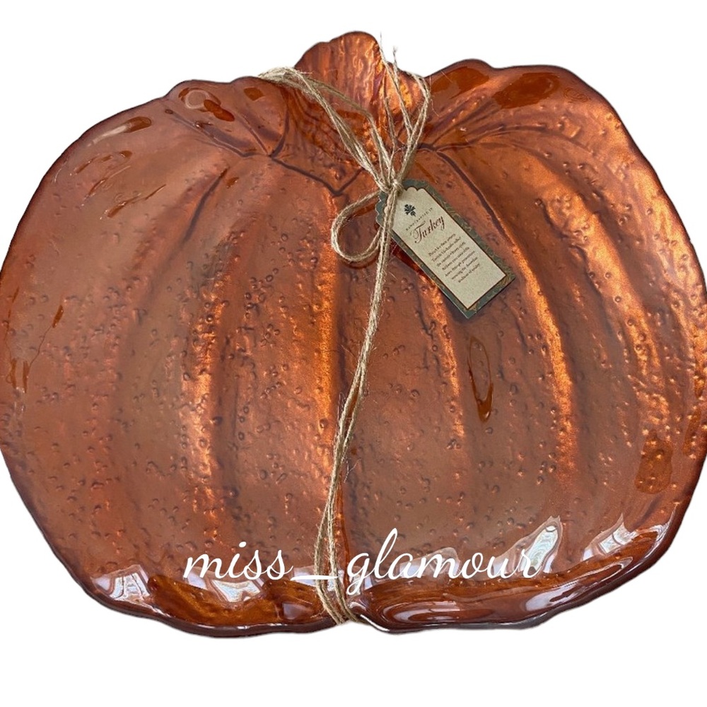 Akcam Turkish GLASS PUMPKIN Halloween Thanksgiving SHAPE Fall SERVING BOWL PLATE
